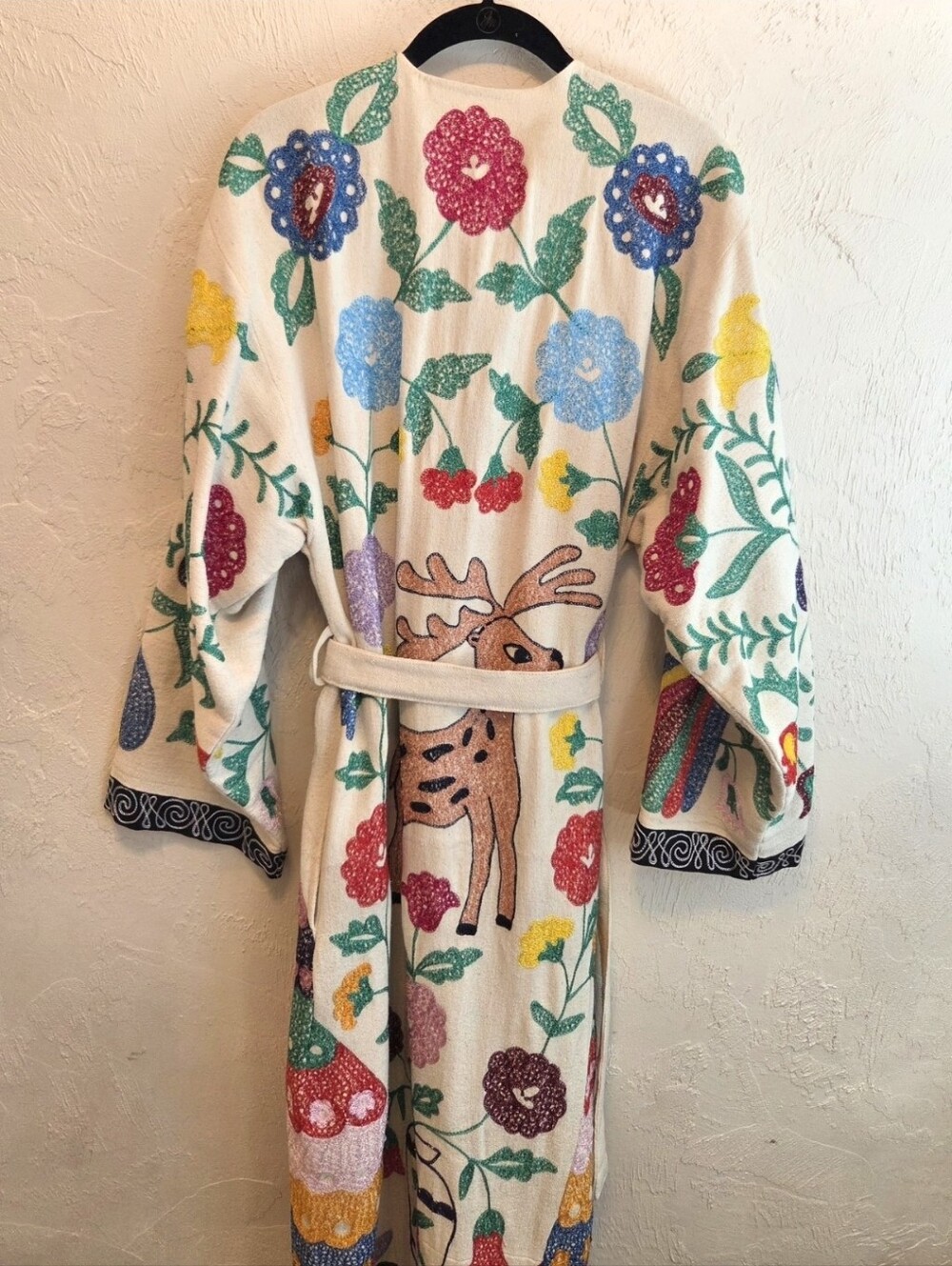 Vintage 1970s Suzani Embroidered Duster XS-M - Picture 9 of 16